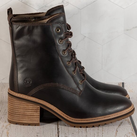 Timberland Women's Sienna High Waterproof Side Zip Boot Dark Brown Size 10 M - Picture 2 of 14
